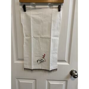 C&F Enterprises Holiday Towel White Red Green Bead Fringe 100% Cotton